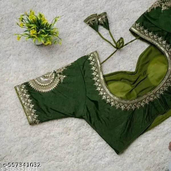 Green_Vichitra_Silk_Blouse_For_Women