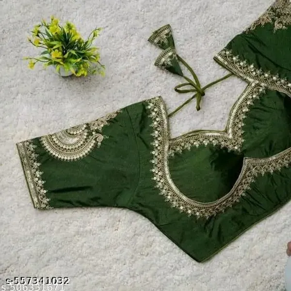 Green_Vichitra_Silk_Blouse_For_Women