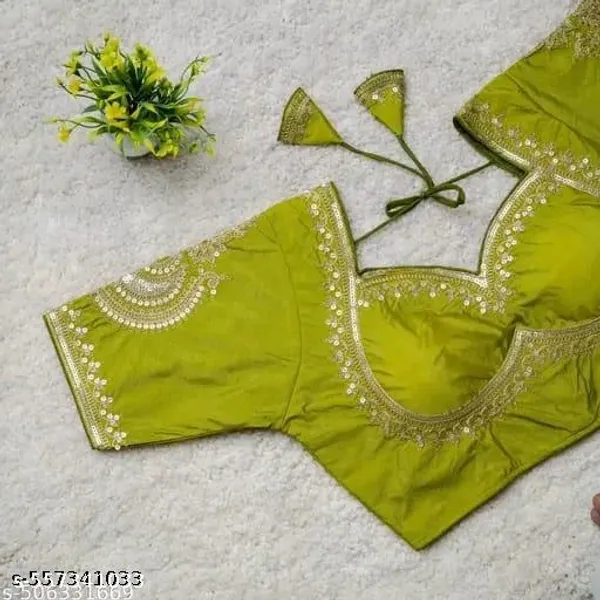 Green_Vichitra_Silk_Blouse_For_Women