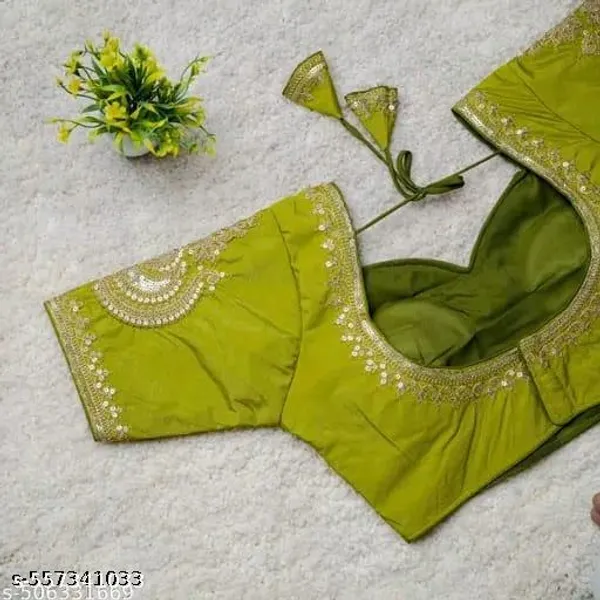 Green_Vichitra_Silk_Blouse_For_Women