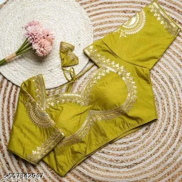 Green_Vichitra_Silk_Blouse_For_Women