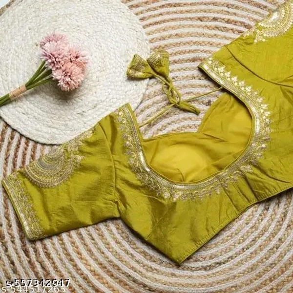 Green_Vichitra_Silk_Blouse_For_Women