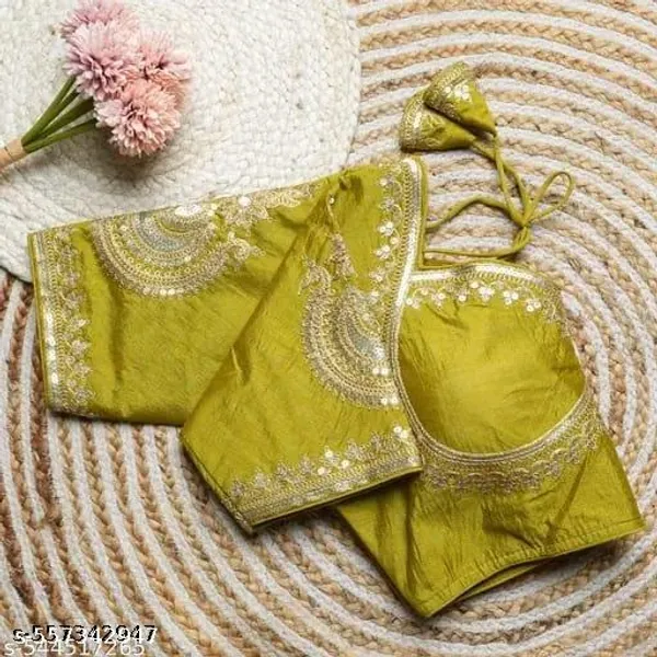 Green_Vichitra_Silk_Blouse_For_Women
