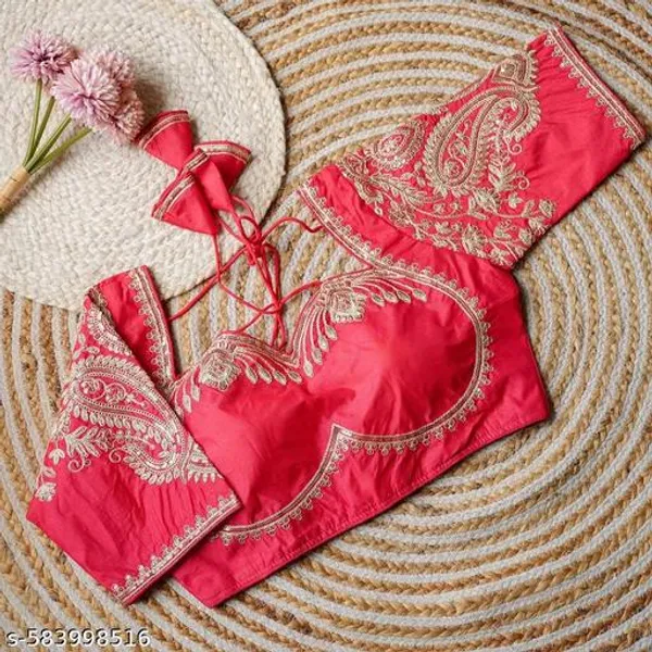 Pink_Vichitra_Silk_Blouse_For_Women