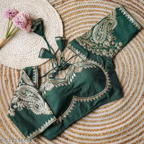Green_Vichitra_Blouse_For_Women