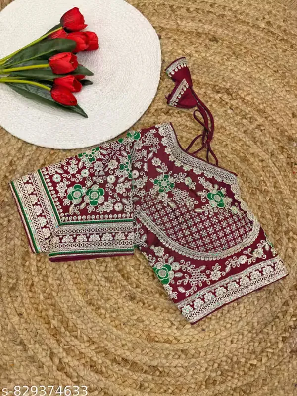 Heavy_Embroidered_Silk_Blouse_for_Women