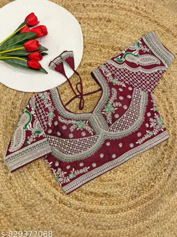 Heavy_Embroidered_Silk_Blouse_for_Women