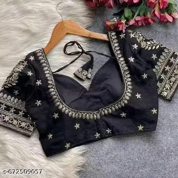 Black_Vichitra_Silk_Blouse_For_Women
