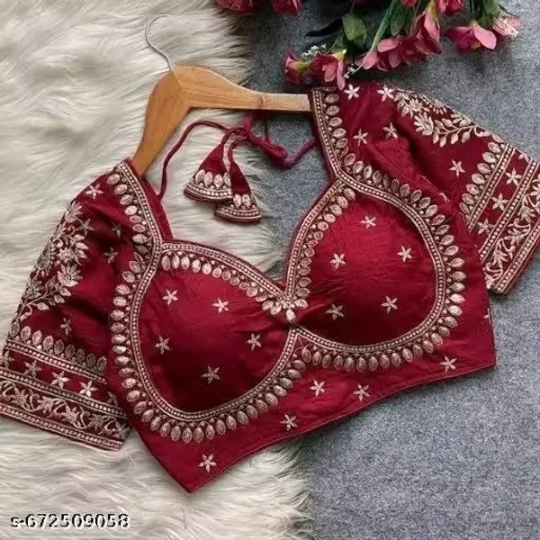 Maroon_Vichitra_Silk_Blouse_For_Women