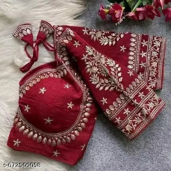 Maroon_Vichitra_Silk_Blouse_For_Women