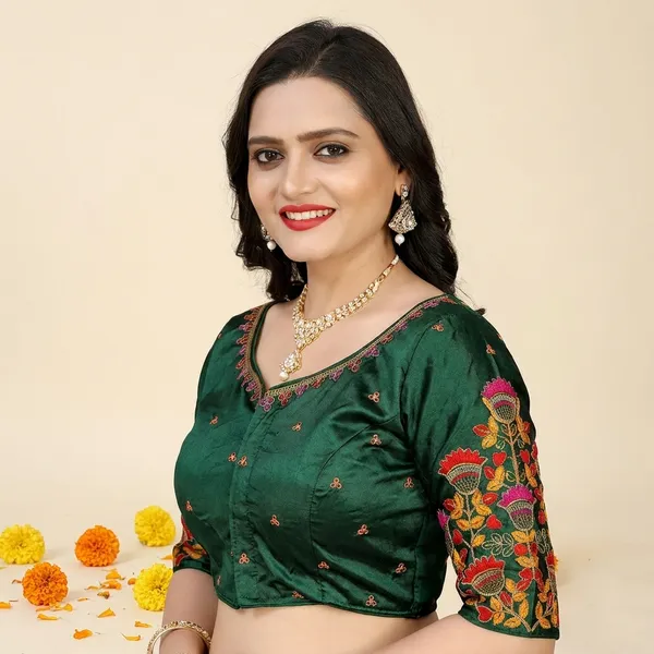 Green_Vichitra_Blouse_For_Women