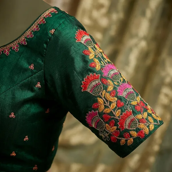 Green_Vichitra_Blouse_For_Women