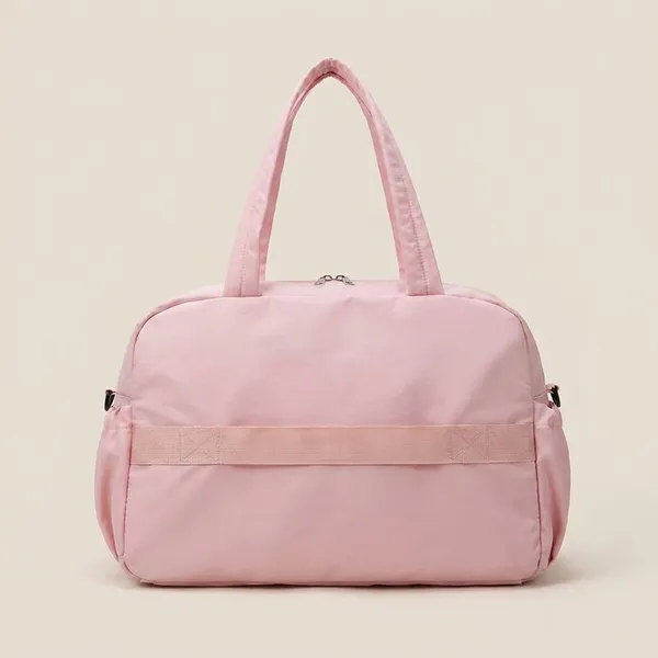 Pink_Travel_Duffel_Bag_with_Luggage_Sleeve_and_Shoulder_Strap