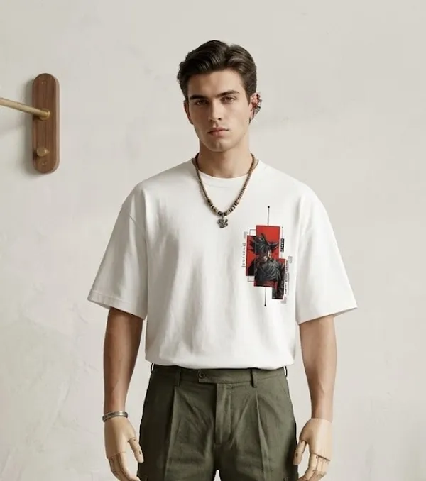 White_Anime_Character_Graphic_Print_Oversized_T-Shirt