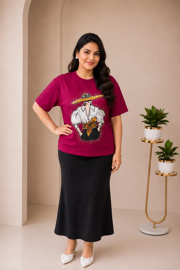 Heavy_stone_and_pearl_work_party_wear_mehroon_T-_Shirt