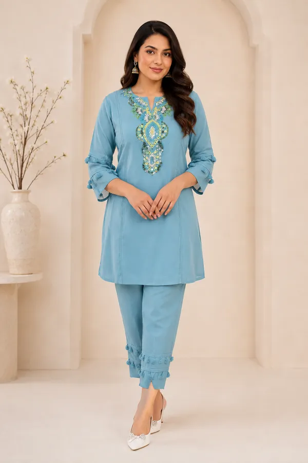 Pastel_Blue_Pure_mul_chanderi_shankh_co-ord_set_with_designer_sleeves_and_pants