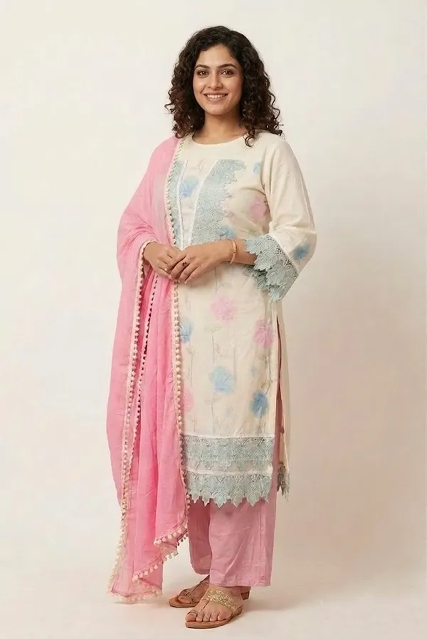 Women_Floral_Embroidered_Kurta_Set_With_Pink_Dupatta