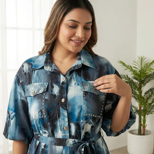 Women_Blue_Abstract_Print_Shirt_Dress_With_Belt