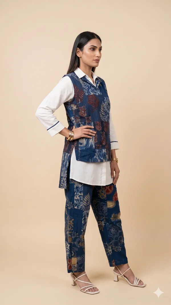 Navy_Blue_Floral_Embroidered_Jacket_Style_Kurti_Set_With_Pants