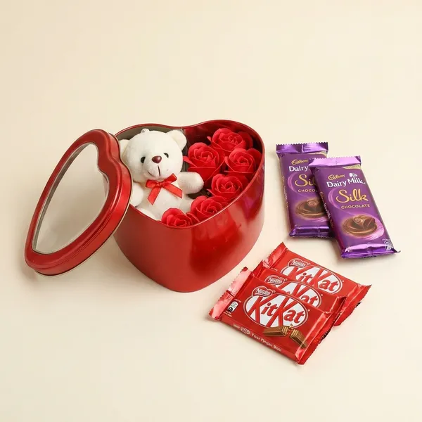 Gift_Hamper_For_Rakhi_Diwali_Anniversary_Birthday_Valentine_Her/Him_Milk_Chocolate,_1_Count_Package_2X10_Dairy_Milk_And_3_Kitkat/Heart_Shape_Gift_Box_With_Little_Teddy_,_200_Gm_Pack_Of_1