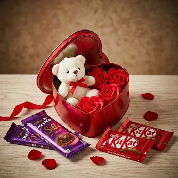 Gift_Hamper_For_Rakhi_Diwali_Anniversary_Birthday_Valentine_Her/Him_Milk_Chocolate,_1_Count_Package_2X10_Dairy_Milk_And_3_Kitkat/Heart_Shape_Gift_Box_With_Little_Teddy_,_200_Gm_Pack_Of_1