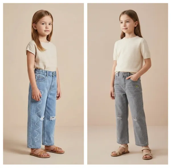 Light_Grey_And_Light_Blue_Premium_Elasticated_Denim_Jeans_For_Girls_|_Pack_Of_2