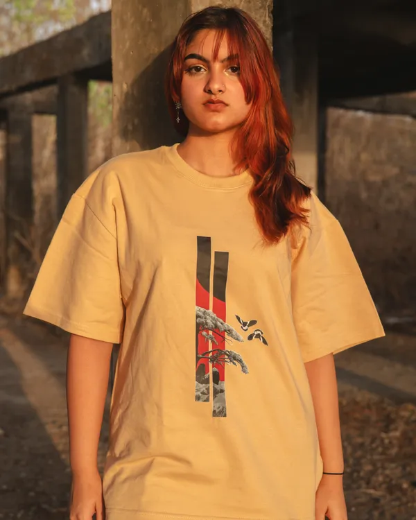 Beige_French_Terry_Cotton_Oversized_Abstract_Graphic_T-Shirt_For_Men_And_Women