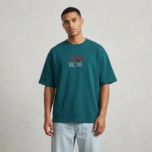Teal_French_Terry_Cotton_Oversized_Embroidered_T-Shirt_For_Men_And_Women