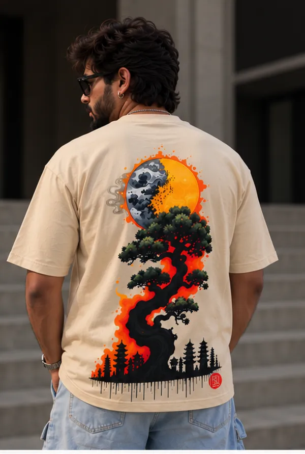 Beige_French_Terry_Cotton_Tree_On_Fire_Graphic_Unisex_Tshirt