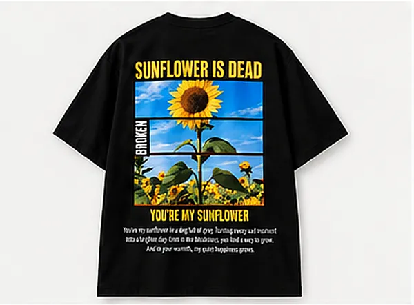 Black_French_Terry_Cotton_Sunflower_Graphic_Unisex_Tshirt