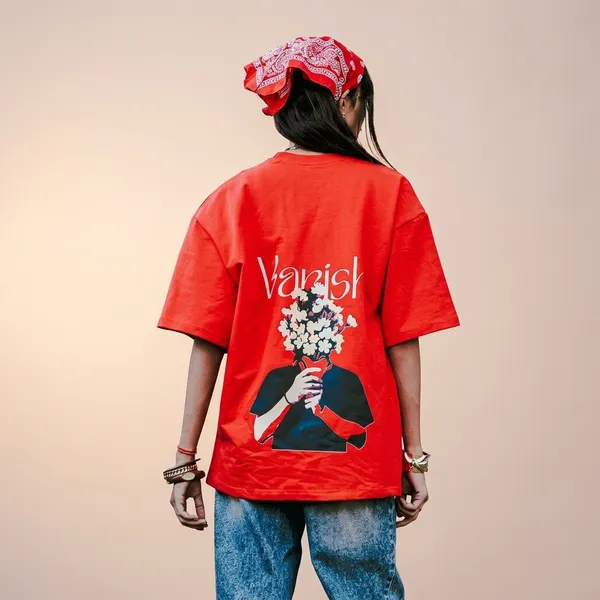 Red_French_Terry_Cotton_Oversized_Graphic_Print_T-Shirt_For_Men_And_Women