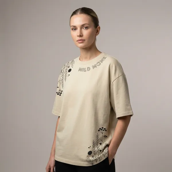 Off_White_French_Terry_Cotton_Oversized_Botanical_Print_T-Shirt_For_Men_And_Women