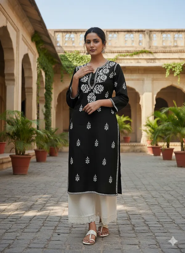 Black_Chikan_Cotton_Kurti