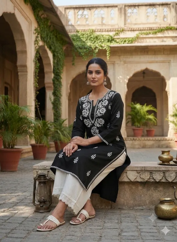 Black_Chikan_Cotton_Kurti