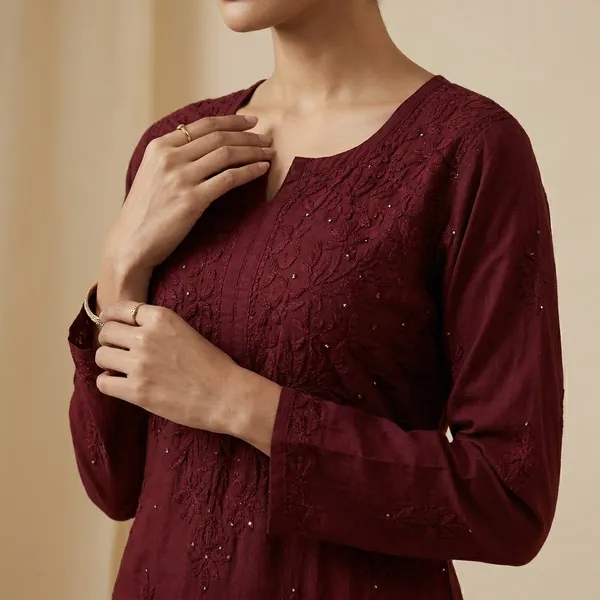 Brown_Rayon_Mukaish_Chikankari_Palazzo_Set_For_Women