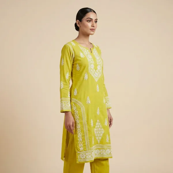 Mustard_Green_Rayon_Chikankari_Designer_Pant_Set_For_Women