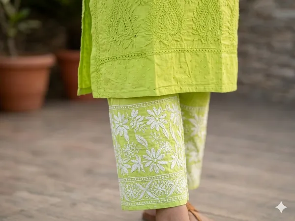 Pista_Green_Dobby_Cotton_Chikankari_Pant_Set_For_Women
