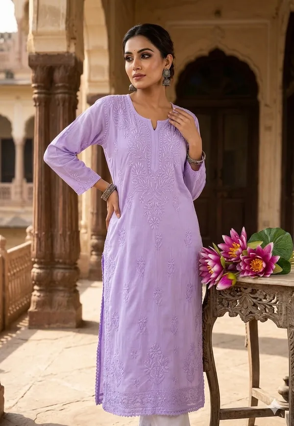 Mulmul_chikan_Zainab_lace_kurti