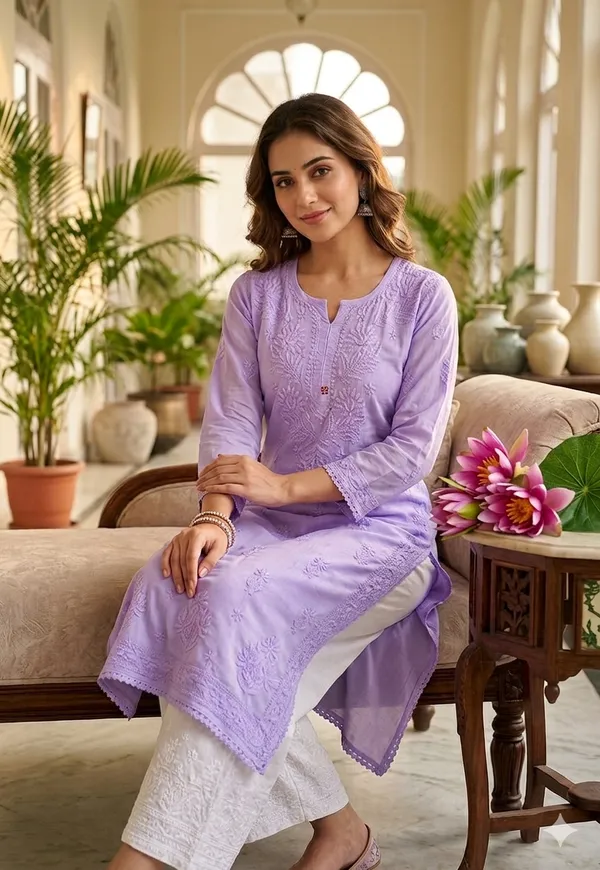 Mulmul_chikan_Zainab_lace_kurti