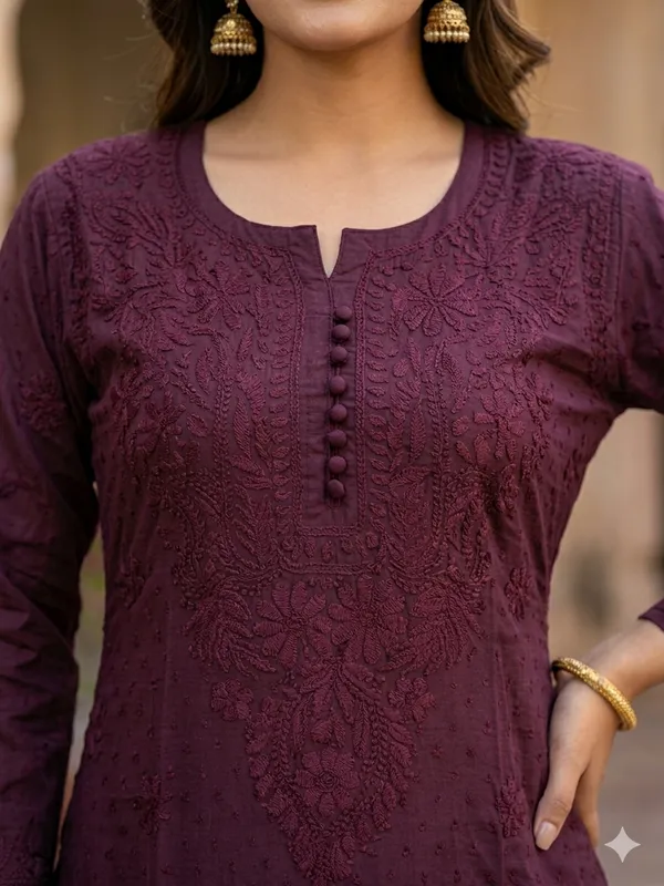 Cotton_Chikan_Kari_Wine_Dobby_Pant_Set_For_Women