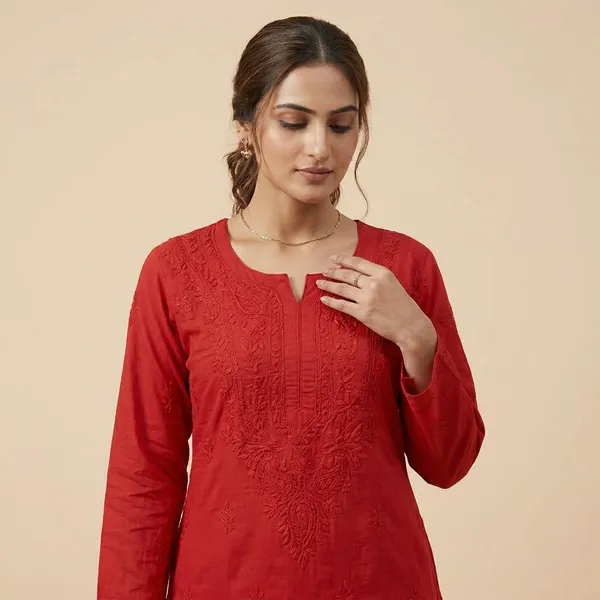 Red_Dobby_Chikankari_Palazzo_Set_For_Women