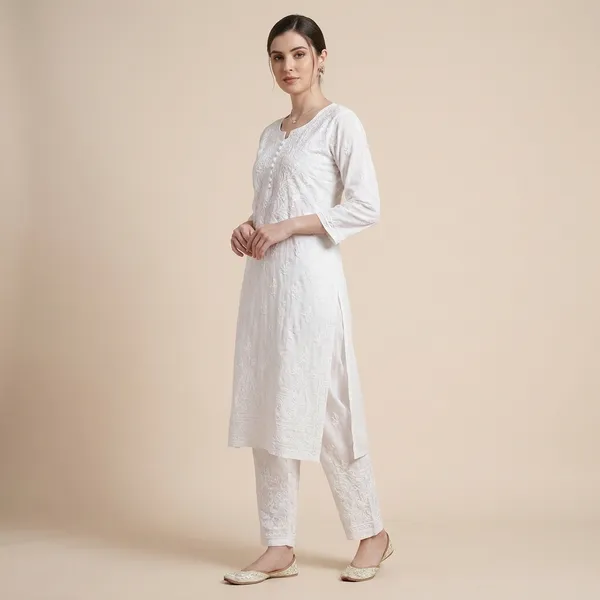 White_Chikankari_Dobby_Cotton_Set_For_Women