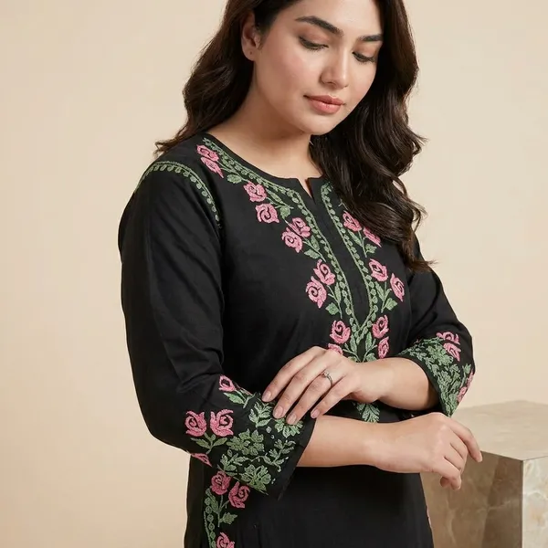 Black_Chikankari_Multi_Work_Plazo_Set_For_Women
