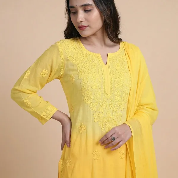 Yellow_Chikankari_Palazzo_Dupatta_Set_For_Women