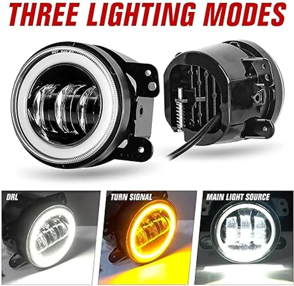 4_Inch_White_Amber_Ring_Drl_Fog_Light_Round_Led_White_Light_Fog_Lamp_Assembly_Dual_Color_White_Amber_Ring_Universal_Fit_For_All_Cars