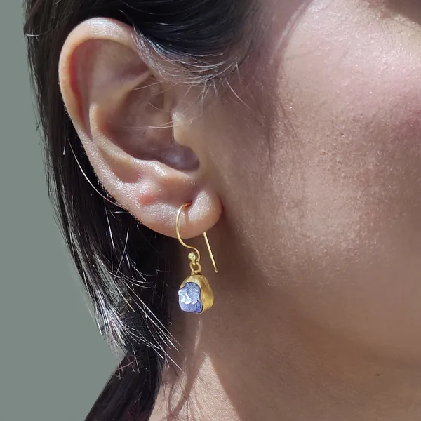 Uncut_Natural_Tanzanite_Gold_Plated_Earring
