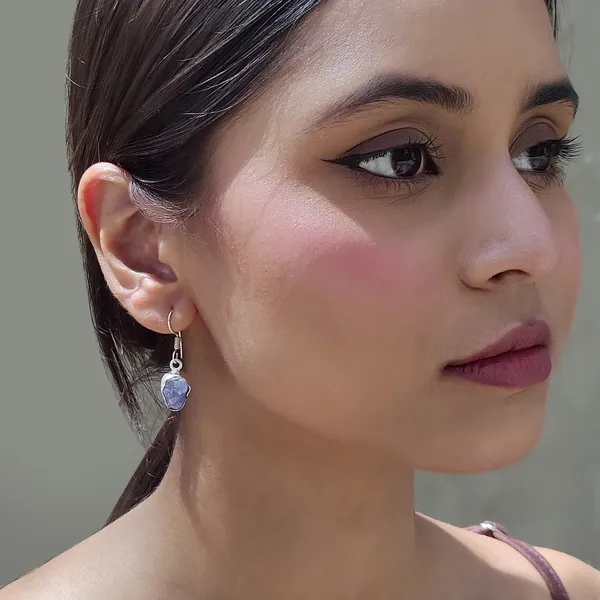 Uncut_Natural_Tanzanite_Rhodium_Plated_Earring