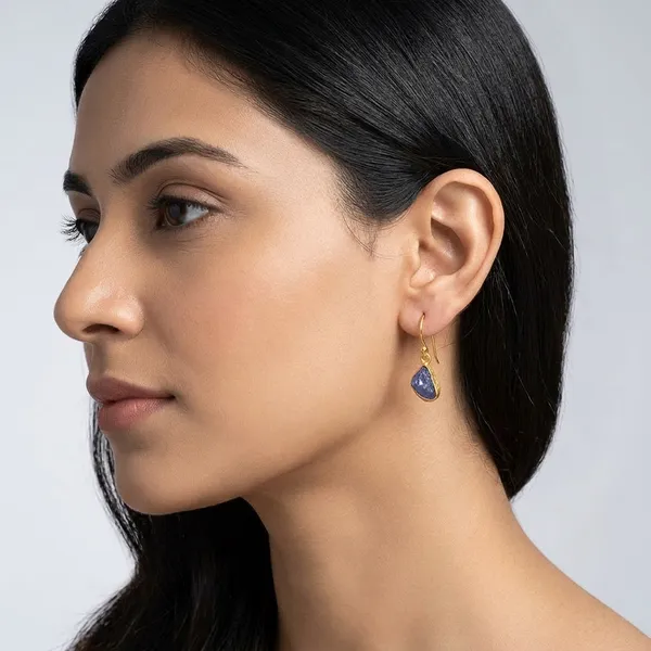 Uncut_Natural_Tanzanite_Gold_Plated_Earring