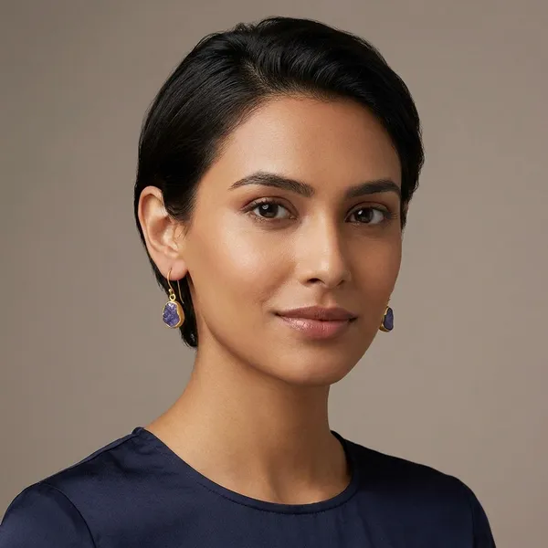 Uncut_Natural_Tanzanite_Gold_Plated_Earring