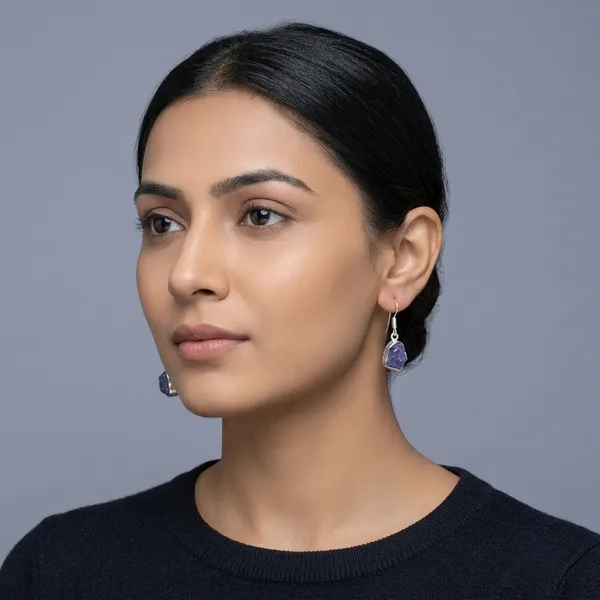 Uncut_Natural_Tanzanite_Rhodium_Plated_Earring